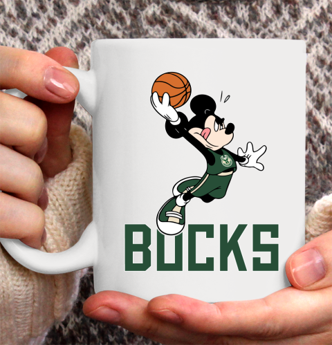 NBA Basketball Milwaukee Bucks Cheerful Mickey Mouse Shirt Ceramic Mug 11oz 2