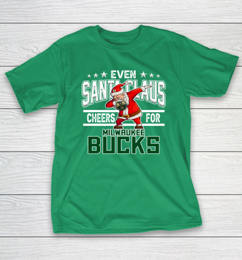 Milwaukee Bucks Even Santa Claus Cheers For Christmas NBA T-Shirt 5