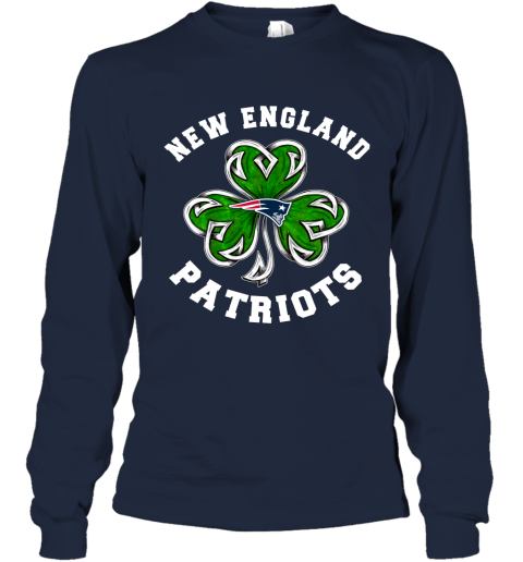 NFL New England Patriots Three Leaf Clover St Patrick's Day Football Sports tRsQVsxp2sY long sleeve tee 14 95 151514 front navy