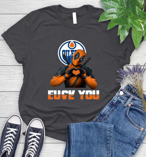 NHL Edmonton Oilers Deadpool Love You Fuck You Hockey Sports Women's T-Shirt 8