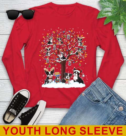 Boston terrier dog pet lover light christmas tree shirt 127
