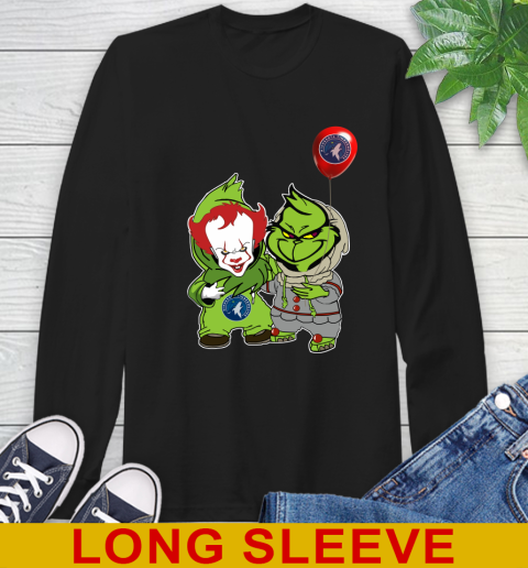 Minnesota Timberwolves Baby Pennywise Grinch Christmas NBA Basketball Long Sleeve T-Shirt 2
