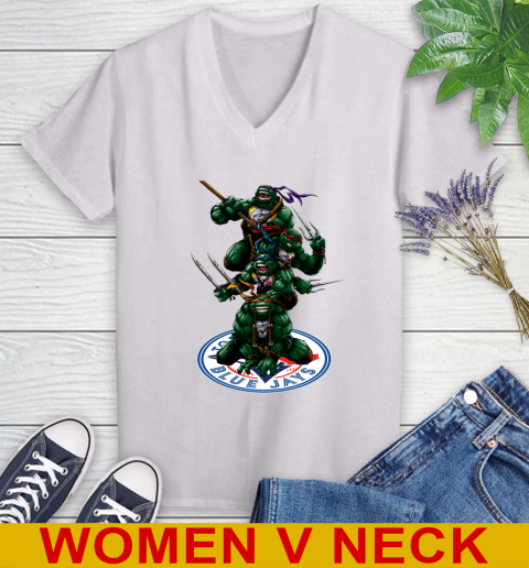 MLB Baseball Toronto Blue Jays Teenage Mutant Ninja Turtles Shirt Women's V-Neck T-Shirt