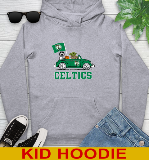 NBA Basketball Boston Celtics Darth Vader Baby Yoda Driving Star Wars Shirt Youth Hoodie 6