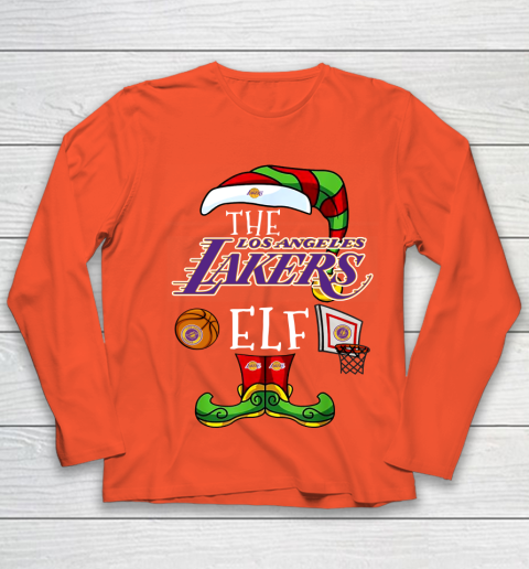Los Angeles Lakers Christmas ELF Funny NBA Youth Long Sleeve 3