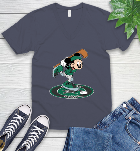 NHL Hockey Dallas Stars Cheerful Mickey Disney Shirt V-Neck T-Shirt 8