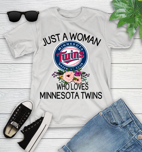 MLB Just A Woman Who Loves Minnesota Twins Baseball Sports Youth T-Shirt