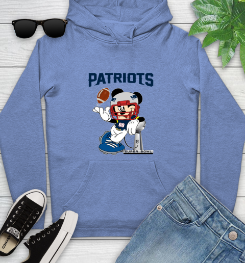 NFL New England Patriots Mickey Mouse Disney Super Bowl Football T Shirt Youth Hoodie 12