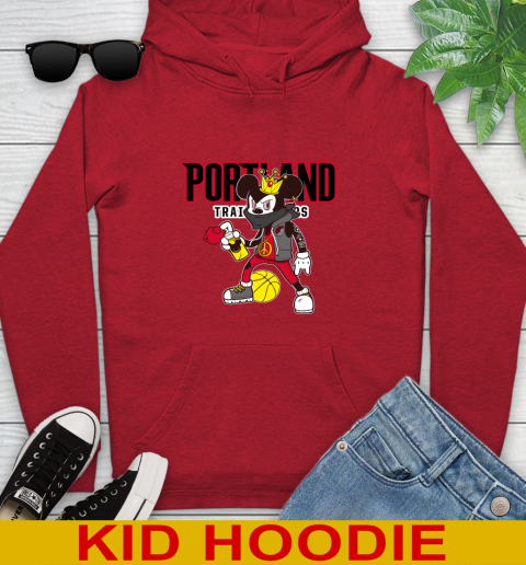 Portland Trail Blazers NBA Basketball Mickey Peace Sign Sports Youth Hoodie 11