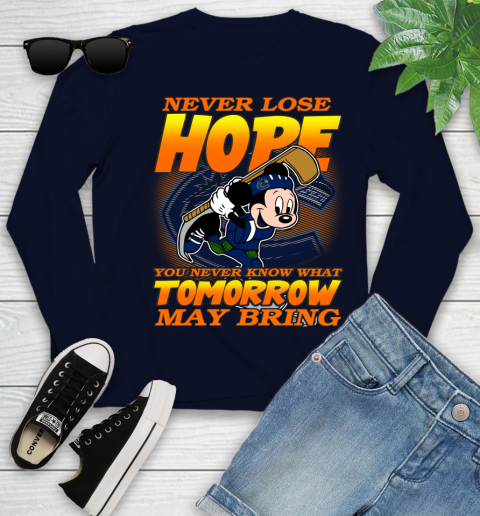 Vancouver Canucks NHL Hockey ootball Mickey Disney Never Lose Hope Youth Long Sleeve 2