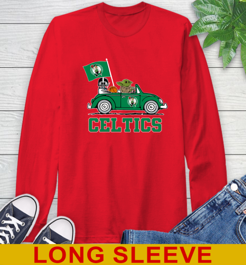 NBA Basketball Boston Celtics Darth Vader Baby Yoda Driving Star Wars Shirt Long Sleeve T-Shirt 10