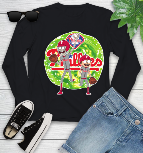 MLB Philadelphia Phillies Rick And Morty Baseball Sports Youth Long Sleeve 2