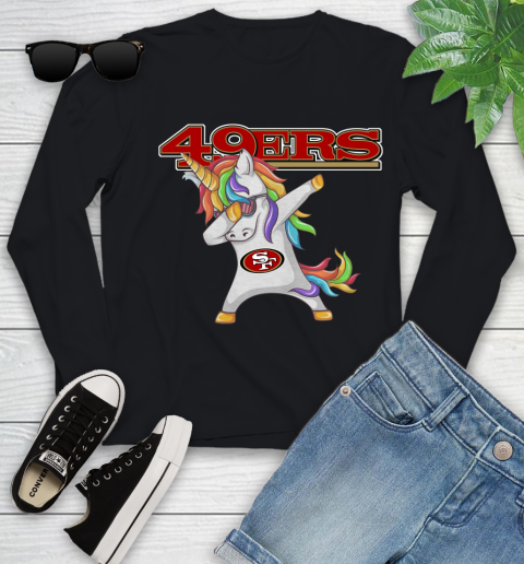 San Francisco 49ers NFL Football Funny Unicorn Dabbing Sports Youth Long Sleeve 2