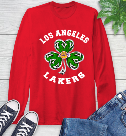 NBA Los Angeles Lakers Three Leaf Clover St Patrick's Day Basketball Sports Long Sleeve T-Shirt 11