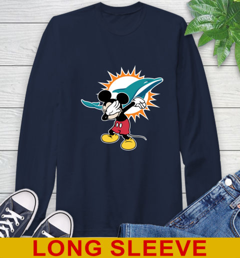 Miami Dolphins NFL Football Dabbing Mickey Disney Sports Long Sleeve T-Shirt 4
