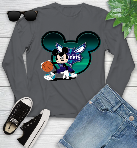 NBA Charlotte Hornets Mickey Mouse Disney Basketball Youth Long Sleeve 8