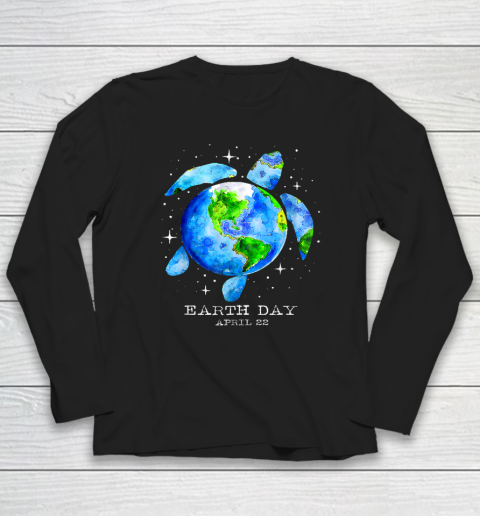 Earth Day Shirt Restore Earth Sea Turtle Art Save the Planet Long Sleeve T-Shirt