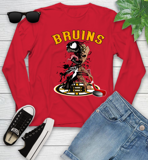 NHL Boston Bruins Hockey Venom Groot Guardians Of The Galaxy Youth Long Sleeve 11