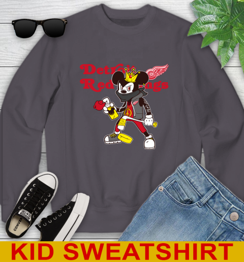 Detroit Red Wings NHL Hockey Mickey Peace Sign Sports Youth Sweatshirt 6