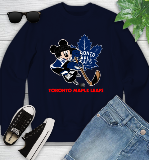 NHL Toronto Maple Leafs Mickey Mouse Disney Hockey T Shirt Youth Sweatshirt 3