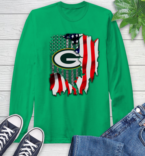 Green Bay Packers NFL Football American Flag Long Sleeve T-Shirt 8