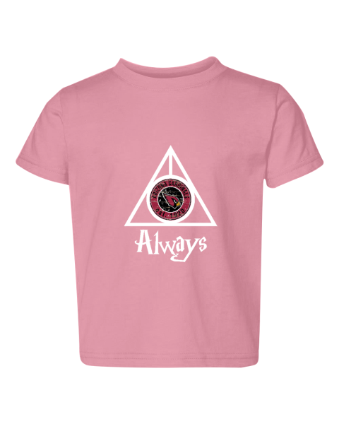 2byw always love the arizona cardinals x harry potter mashup toddler fine jersey tee 3321 96 front pink