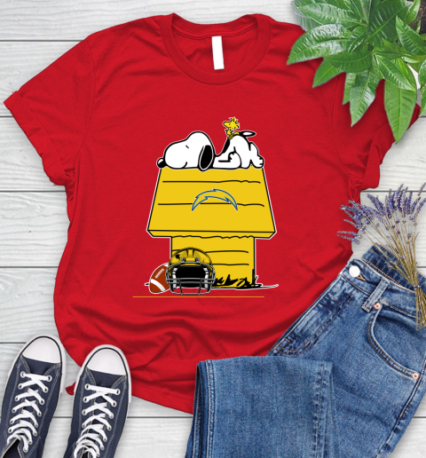 Los Angeles Chargers NFL Football Snoopy Woodstock The Peanuts Movie Women's T-Shirt 9