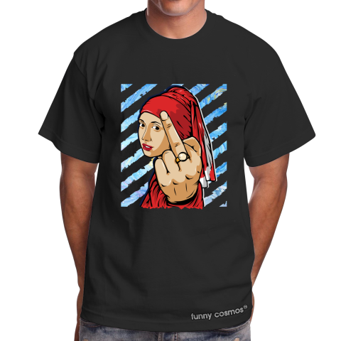 Air Jordan 13 Low Bred Matching Sneaker Tshirt The Girl With The Pearl Earing Middle Finger Red and Black Jordan Shirt