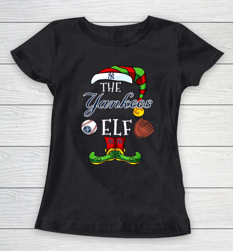 New York Yankees Christmas ELF Funny MLB Women's T-Shirt