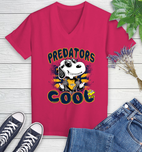 NHL Hockey Nashville Predators Cool Snoopy Shirt Women's V-Neck T-Shirt - Image 8