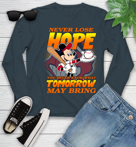 Cleveland Indians MLB Baseball Mickey Disney Never Lose Hope Youth Long Sleeve 9