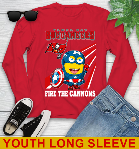NFL Football Tampa Bay Buccaneers Captain America Marvel Avengers Minion Shirt Youth Long Sleeve 11