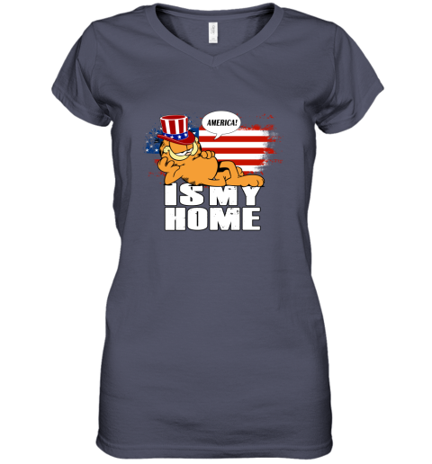 America Is My Home Garfield Independence Day 4th Of July Women's V-Neck T-Shirt