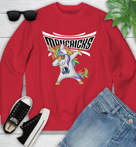 Dallas Mavericks NBA Basketball Funny Unicorn Dabbing Sports Youth Sweatshirt 9