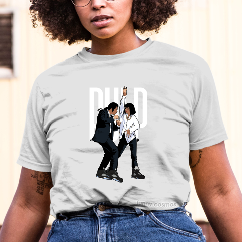 Air Jordan 5 Black Metallic Matching Sneaker Tshirt Pulp Fiction Dance Blue and Black Jordan Tshirt