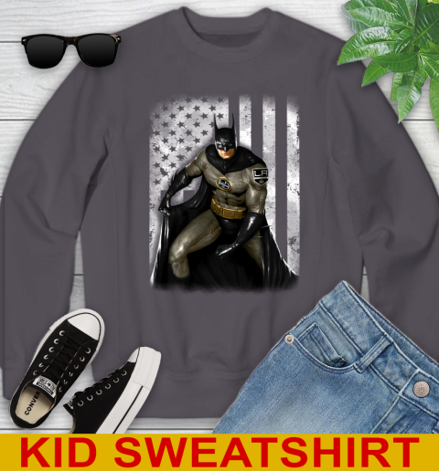 Los Angeles Kings NHL Hockey Batman DC American Flag Shirt Youth Sweatshirt 5