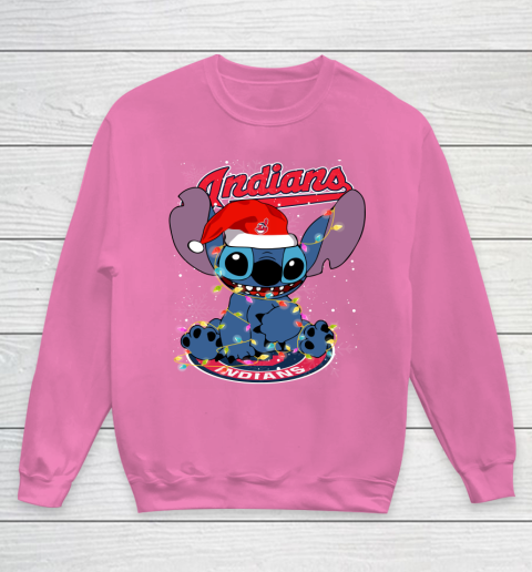 Cleveland Indians MLB noel stitch Baseball Christmas Youth Sweatshirt 3