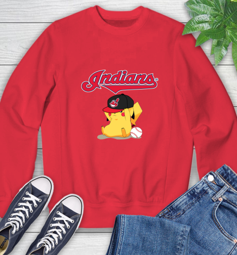 MLB Pikachu Baseball Sports Cleveland Indians Sweatshirt 10