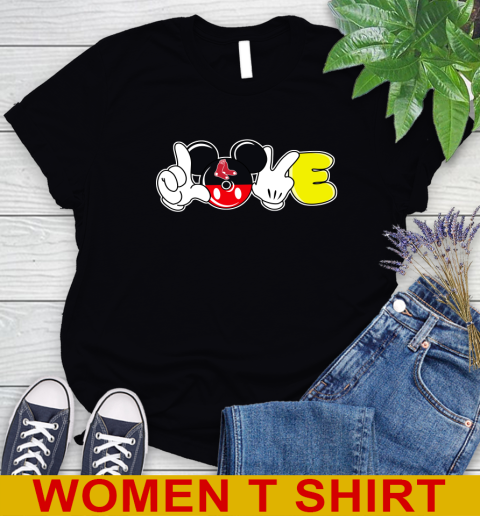 Boston Red Sox MLB Baseball Love Mickey Disney Sports Women's T-Shirt 2