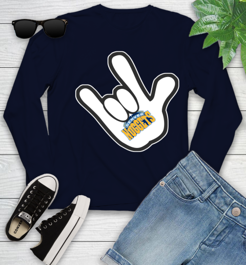 Denver Nuggets NBA Basketball Mickey Rock Hand Disney Youth Long Sleeve 3