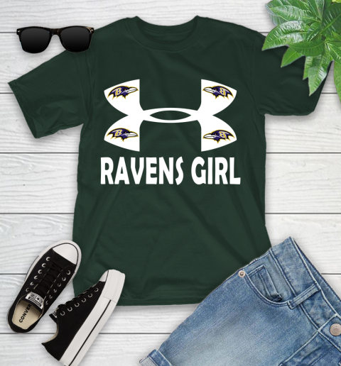 NFL Baltimore Ravens Girl Under Armour Football Sports Youth T-Shirt 6 NFL Baltimore Ravens Girl Under Armour Football Sports Youth T-Shirt - Image 6