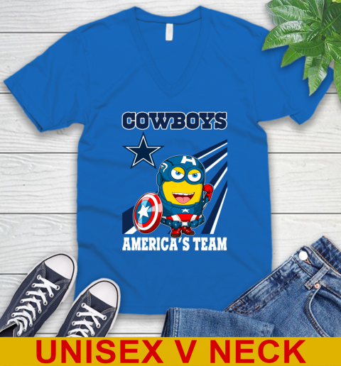 NFL Football Dallas Cowboys Captain America Marvel Avengers Minion Shirt V-Neck T-Shirt 5