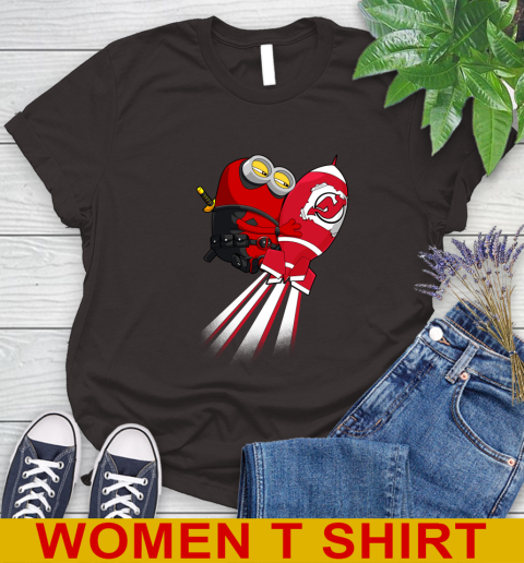NHL Hockey New Jersey Devils Deadpool Minion Marvel Shirt Women's T-Shirt 9