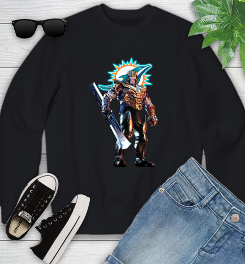 NFL Thanos Gauntlet Avengers Endgame Football Miami Dolphins Youth Sweatshirt 2