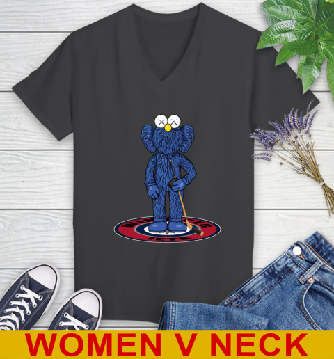 NHL Hockey Winnipeg Jets Kaws Bff Blue Figure Shirt Women's V-Neck T-Shirt 9