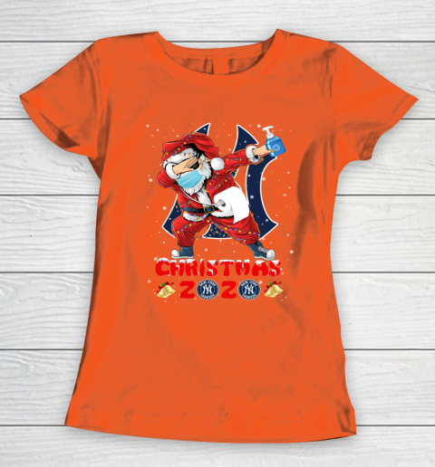 New York Yankees Funny Santa Claus Dabbing Christmas 2020 MLB Women's T-Shirt 3
