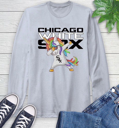 Chicago White Sox MLB Baseball Funny Unicorn Dabbing Sports Long Sleeve T-Shirt 6