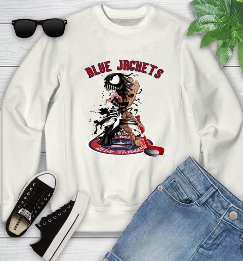 NHL Columbus Blue Jackets Hockey Venom Groot Guardians Of The Galaxy Youth Sweatshirt