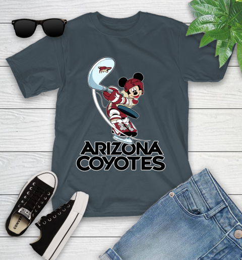NHL Hockey Arizona Coyotes Cheerful Mickey Mouse Shirt Youth T-Shirt 8
