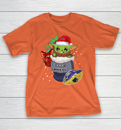 Baltimore Ravens Christmas Baby Yoda Star Wars Funny Happy NFL T-Shirt 6